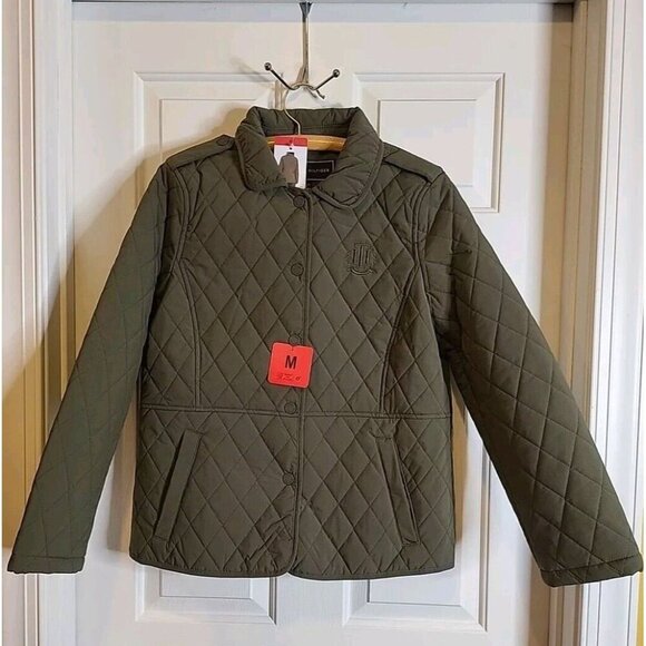 NWT Tommy Hilfiger Medium Womens Quilted Jacket Olive Juniper Green Item 1699187 - Picture 1 of 13